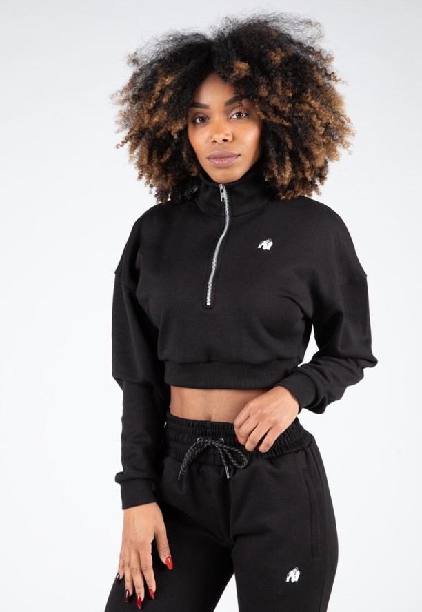 Ocala Cropped Bluza z zamkiem błyskawicznym do połowy - Czarny