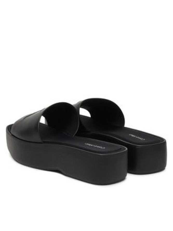 Calvin Klein Klapki Flatf Sndl Lth Mg HW0HW03026 Czarny