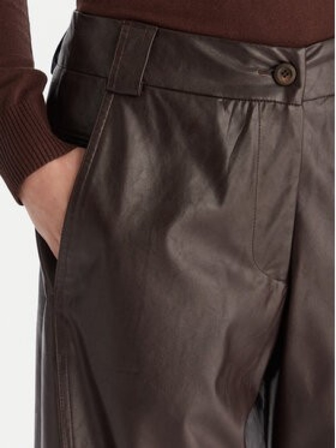 ACCESS FASHION Spodnie z imitacji skóry 54-5132-188 Brązowy Regular Fit