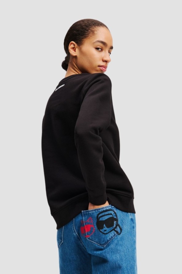 KARL LAGERFELD Czarna damska bluza z cyrkoniami Ikon Rs Duo, Rozmiar XL