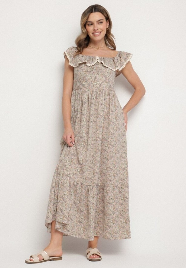 Zielona Sukienka Ozdobiona Falbankami Folirae