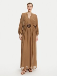 Luisa Spagnoli Sukienka wieczorowa Paiolo 541815 Brązowy Regular Fit