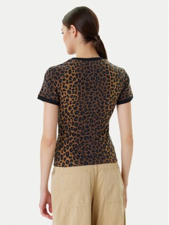 adidas T-Shirt Leopard Cali JW7304 Brązowy Slim Fit
