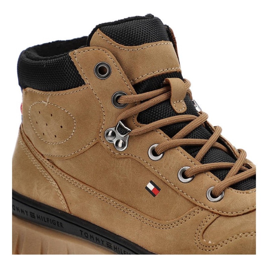 Brązowe Trapery Tommy Hilfiger Wygodne Buty Damskie