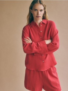 Szorty z bawełnianego muślinu - czerwony