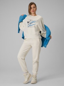 4F Spodnie dresowe joggery damskie - beżowe XL