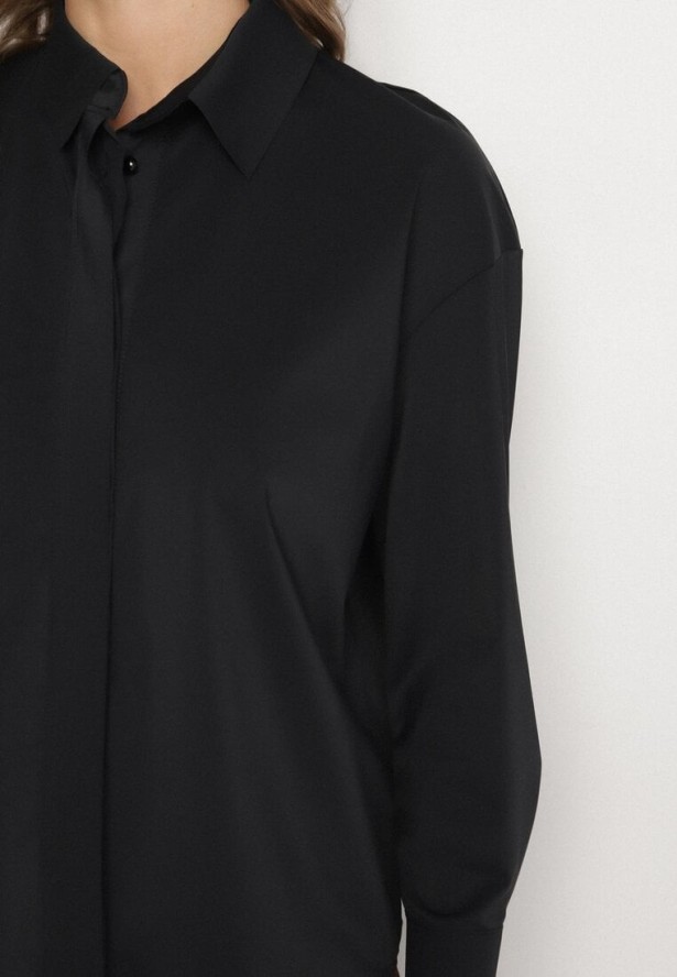 Czarna Klasyczna Koszula z Wiskozą Napvia
