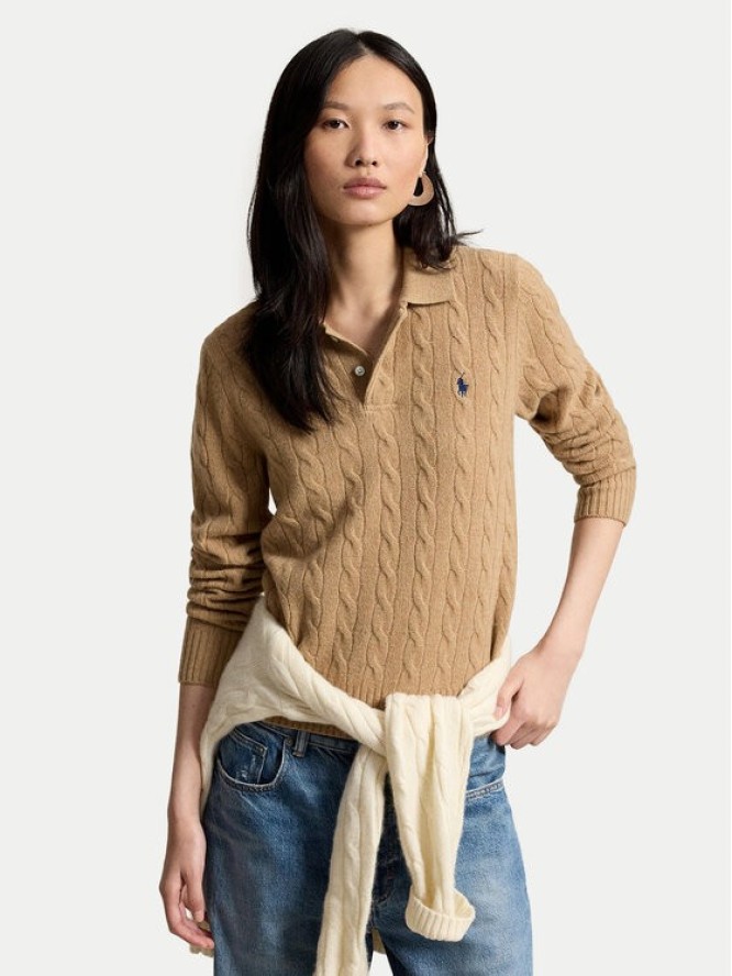 Polo Ralph Lauren Sweter 211972132002 Brązowy jasny Regular Fit