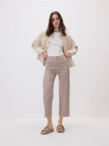 Jeansy culotte w paski - beżowy