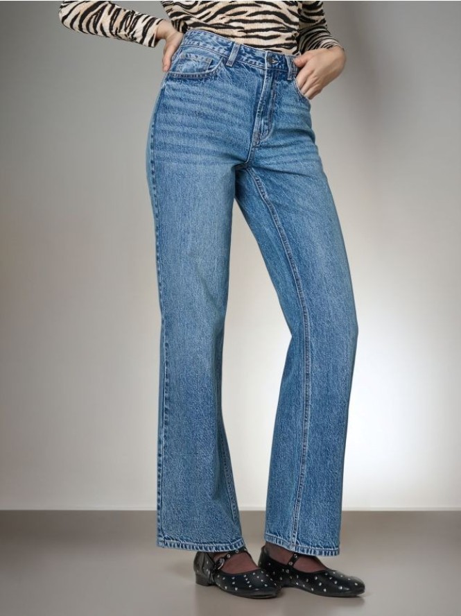 Jeansy wide leg - niebieski