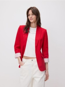 Marynarka z lnem - czerwony