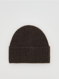 Czapka beanie z domieszką wełny - brązowy