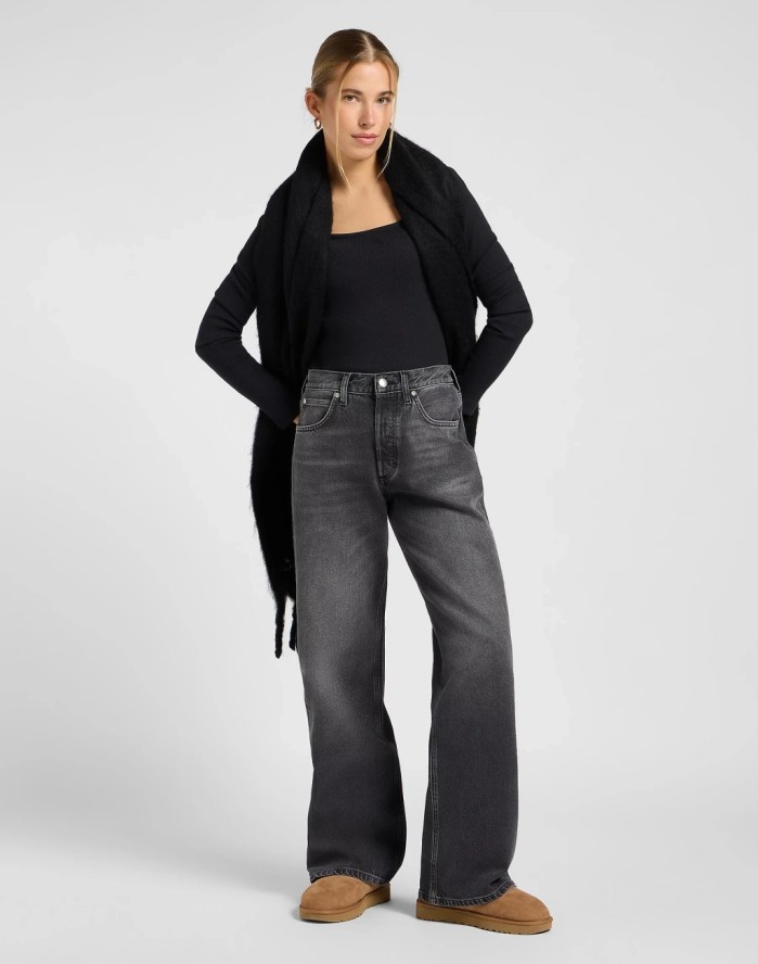 DAMSKIE SPODNIE LEE LOW SLUNG SLOUCH CHARRED BLACK 112371088