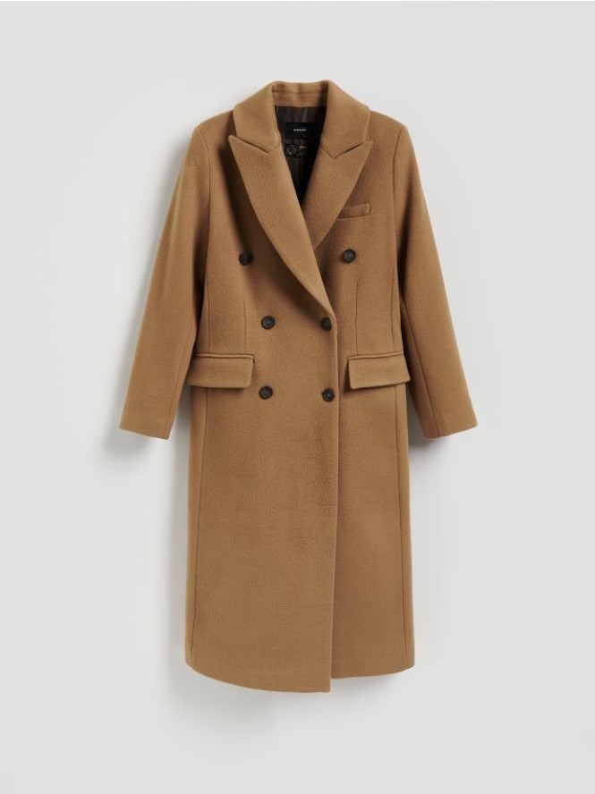 Płaszcz z wełną Bellandi - beżowy