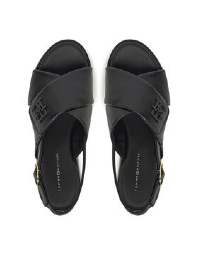 Tommy Hilfiger Sandały Th Logo Hw Padded Leather Sandal FW0FW08808 Czarny