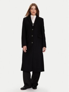 Tommy Hilfiger Płaszcz wełniany Classic WW0WW47445 Czarny Regular Fit