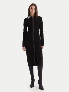 Patrizia Pepe Sukienka dzianinowa 2A2982 K215 Czarny Regular Fit