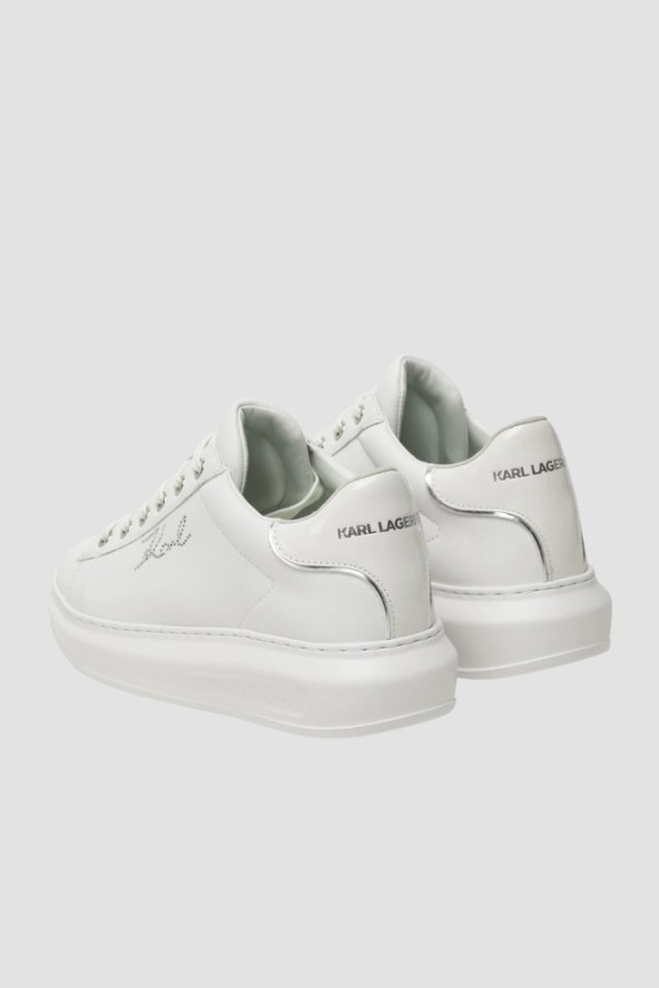 KARL LAGERFELD Białe sneakersy damskie KAPRI Rhinestone Karl Trim, Rozmiar 39
