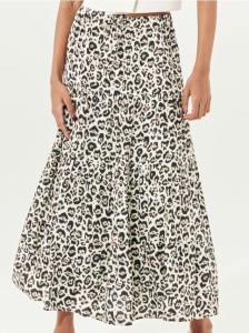 Wiskozowa spódnica midi w cętki - wielobarwny