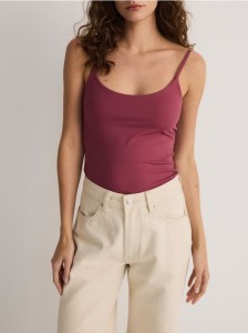 Gładki top na ramiączkach - jasnofioletowy