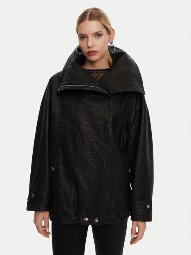 Dolce&Gabbana Kurtka skórzana F9S01L HULVN Czarny Oversize