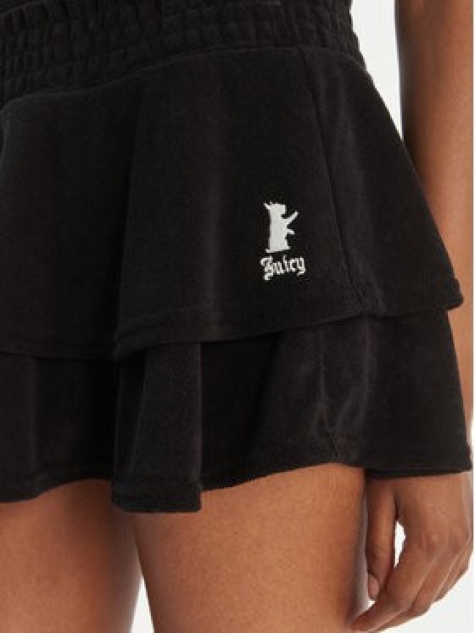 Juicy Couture Spódnica mini Smocked Terry JCGGS126006 Czarny Regular Fit