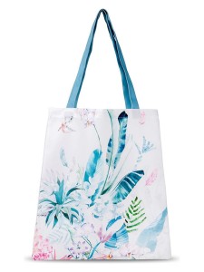 Descanso Shopper bag "Verdi" w kolorze biało-niebieskim - 40 x 45 cm rozmiar: 40x45 cm