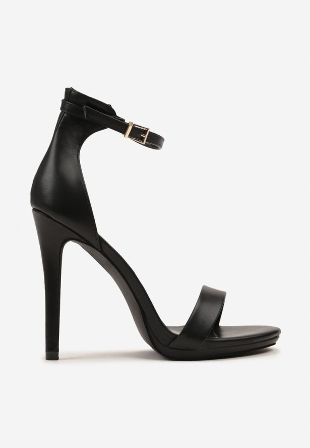 Czarne Sandały na Szpilce w Klasycznym Stylu Natileine