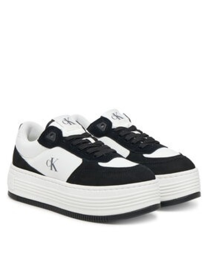 Calvin Klein Jeans Sneakersy Bold Flatf Low Lace Mix YW0YW01742 Biały