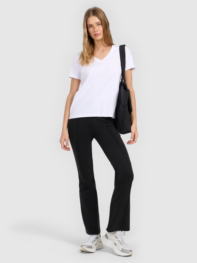 4F T-shirt regular gładki damski - biały S