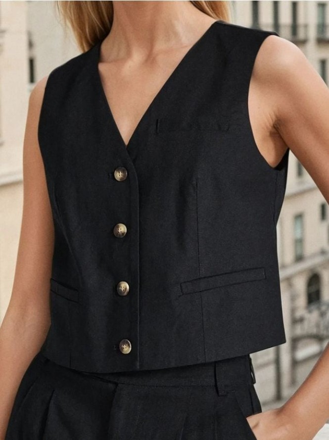 Kamizelka z wiskozą - czarny