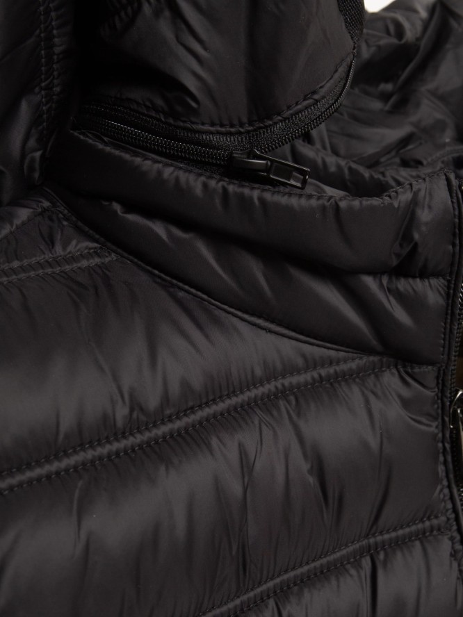 Kurtka damska pikowana z odpinanym kapturem czarna Azeala23 906