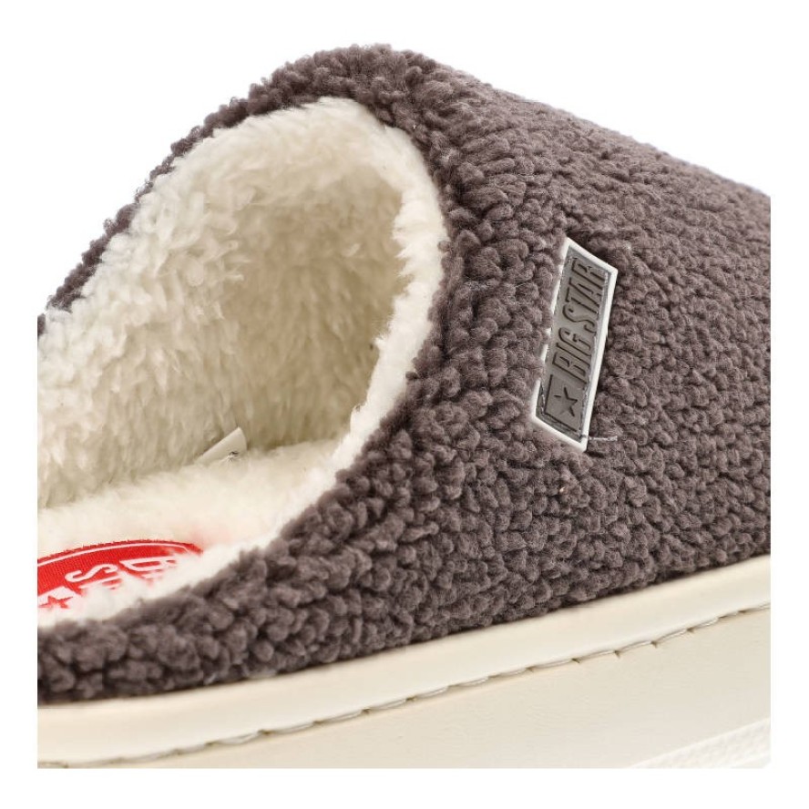 Szare Klapki Big Star Wygodne Ocieplane Kapcie Damskie