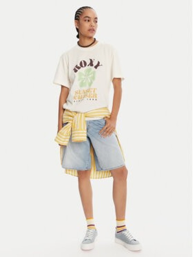 Roxy T-Shirt Hangloose Poster ERJZT06018 Écru Regular Fit