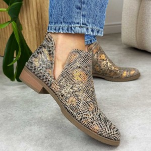 Złote wąż wiosenne ażurowe botki damskie M.Daszyński Sa62-102