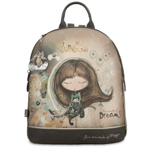 Plecak damski Anekke, mały z ozdobną grafiką z 1 komorą zamykany na zamek, kolorowy, 41705-295