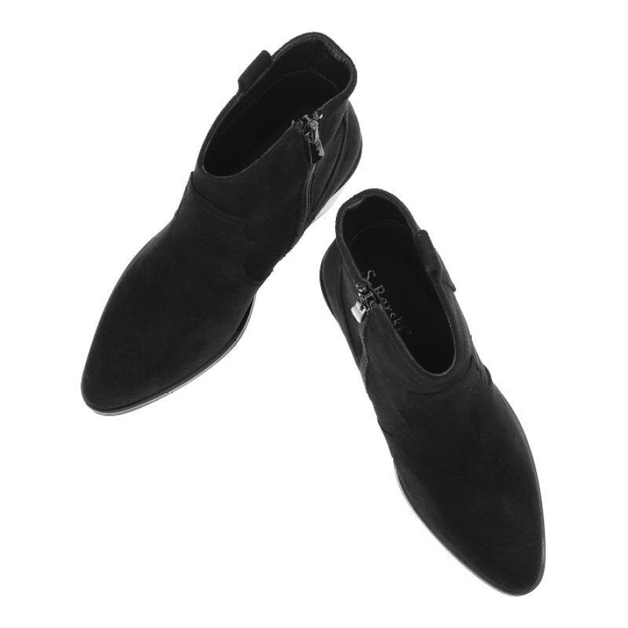 Czarne Botki S.Barski Modne Kowbojki Damskie