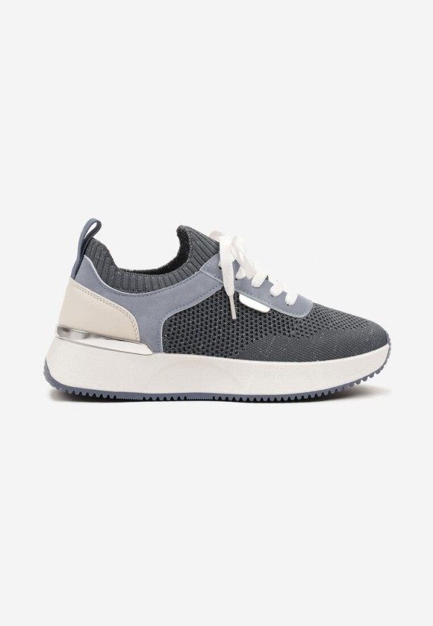 Niebieskie Sneakersy z Siateczkową Cholewką Saramis