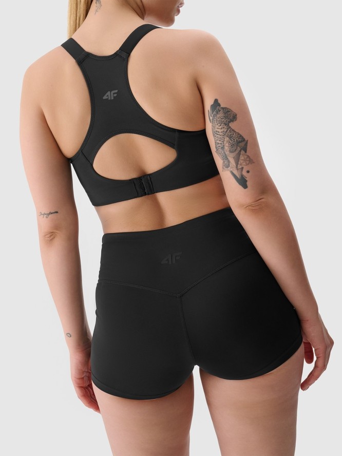 4F Legginsy krótkie z materiału z recyklingu damskie - czarne XL