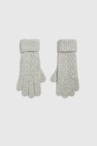 Ciepłe rękawiczki ozdobione cekinami szare