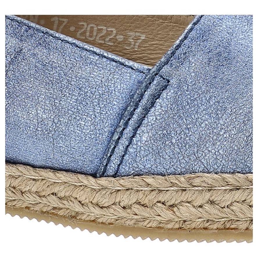 Espadryle damskie Karino, płaskie z wiązaną kokardą wokół kostki, niebieskie, 2022-058-P