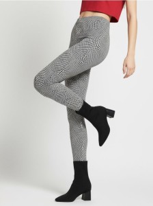 Jeansy skinny high waist w szachownicę - czarny