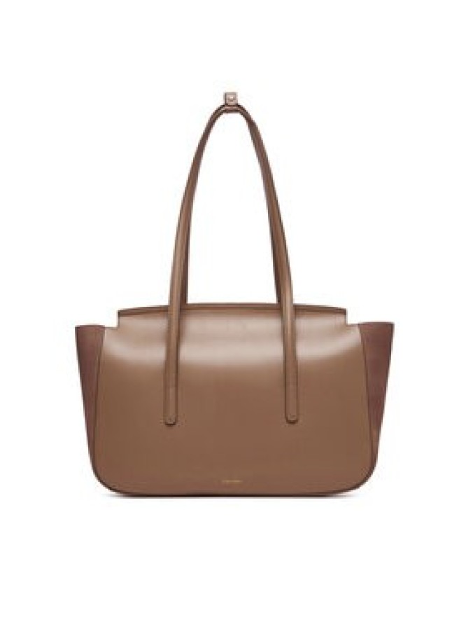 Calvin Klein Torebka Hardware Brushed Flap Tote Bag LV04F3336G Beżowy