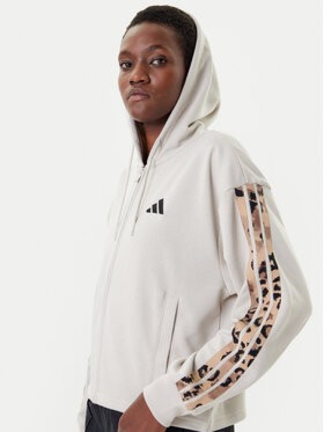 adidas Bluza Animal Print 3-Stripes JM1860 Beżowy Loose Fit