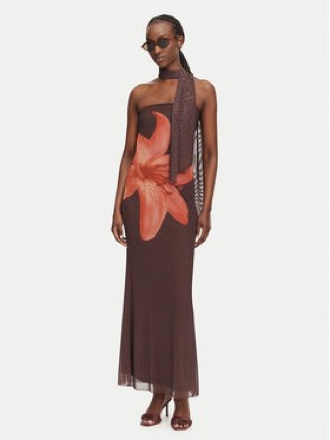 Vero Moda Sukienka letnia Rosetta 10356030 Brązowy ciemny Regular Fit