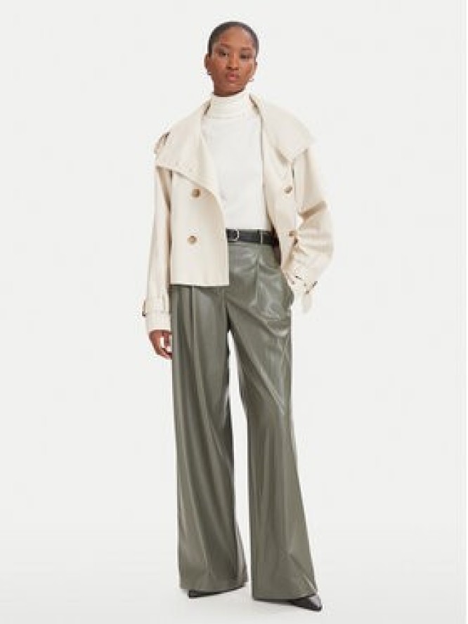 BOSS Spodnie skórzane Tiana4-M 50564757 Zielony ciemny Wide Leg