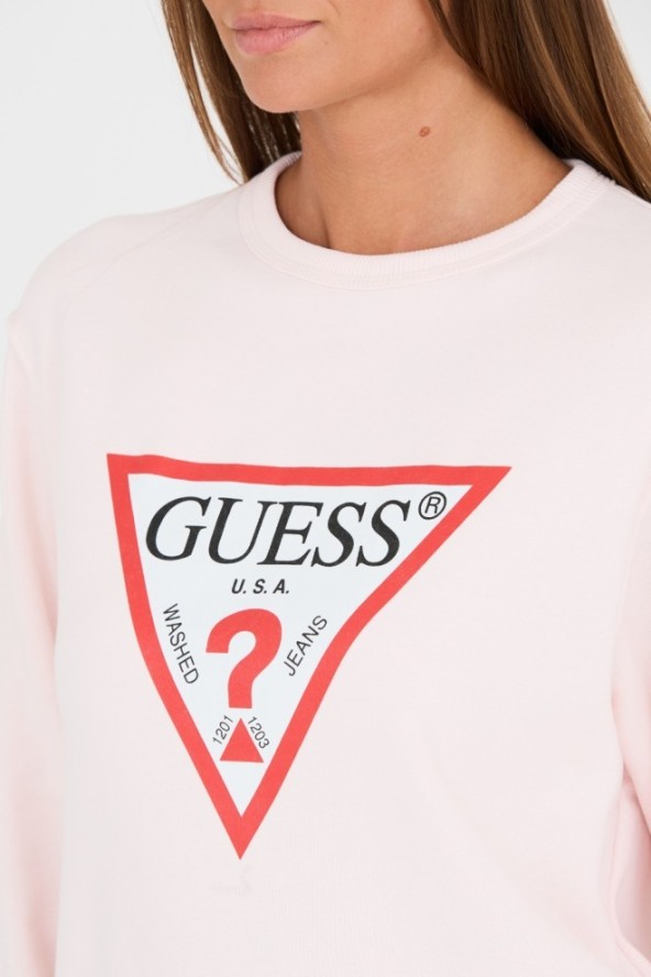 GUESS Różowa damska bluza Original Fleece, Rozmiar S