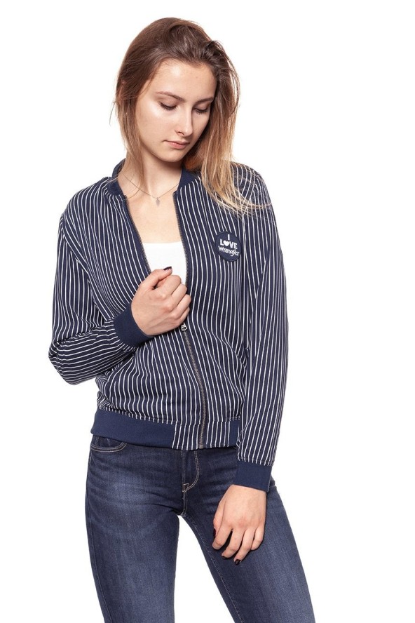 DAMSKA KURTKA PRZEJŚCIOWA WRANGLER STRIPES BOMBER NAVY W403RV235 112128695