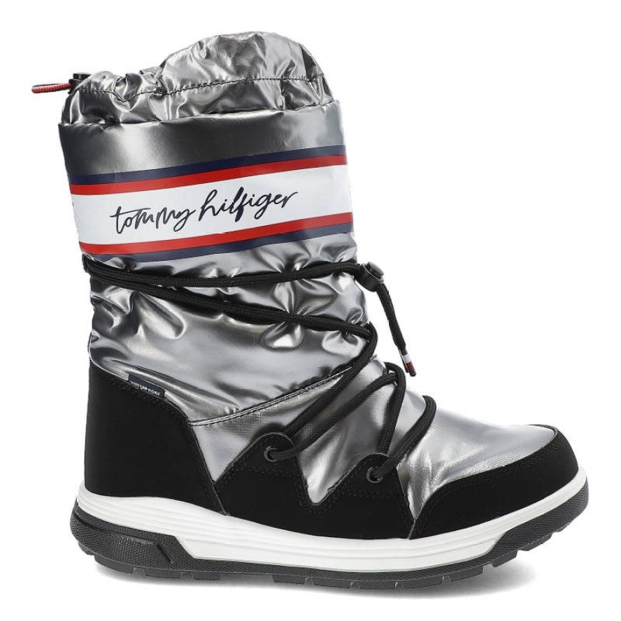 Srebrne Śniegowce Tommy Hilfiger Damskie Buty