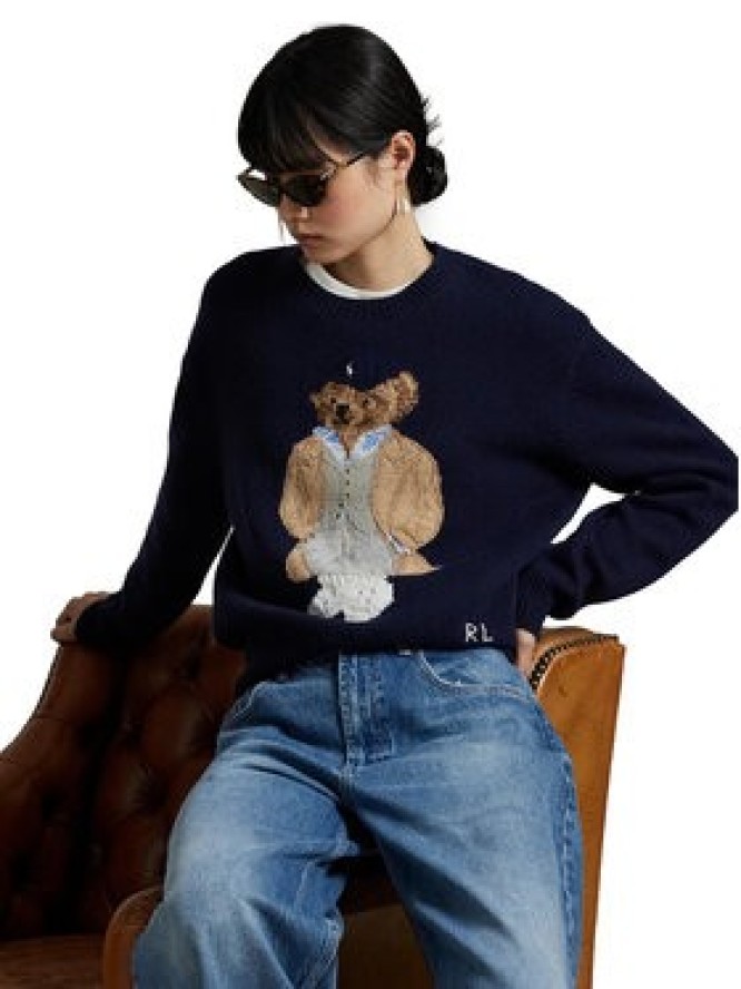 Polo Ralph Lauren Sweter 211972139001 Granatowy Relaxed Fit